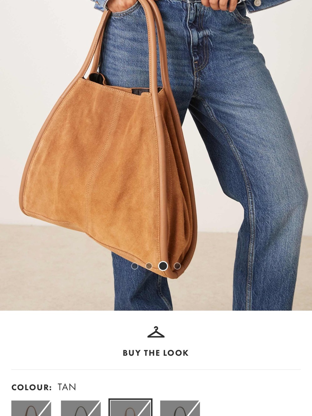 ASOS Tan Suede Tote Shoulder Bag - Picture 3 of 7